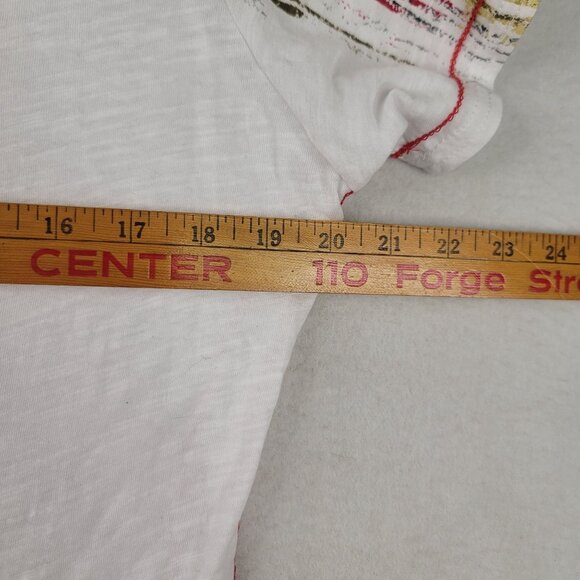 FDJ French Dressing Exotica Print Tee M White Multicolor Short Sleeve Sparkle Ne - Picture 12 of 13